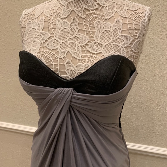 Chris Gramer Leather Accented Mini Dress| Grey/Black Sz. 2 Excellent Condition - Picture 4 of 8